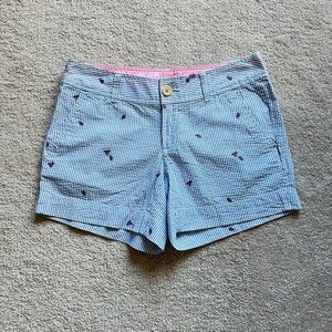Lilly Pulitzer Blue Seersucker Ladybug Critter Preppy Shorts Size 2